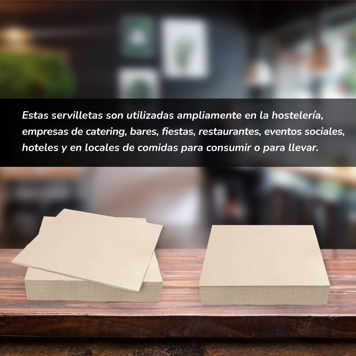 - 600 stykker Bio Eco cocktailservietter - Naturlig farve - 100 % genanvendelig - Micropoint - 10 X 10 Cm (foldet) og 20 X 20 Cm (Ufoldet)