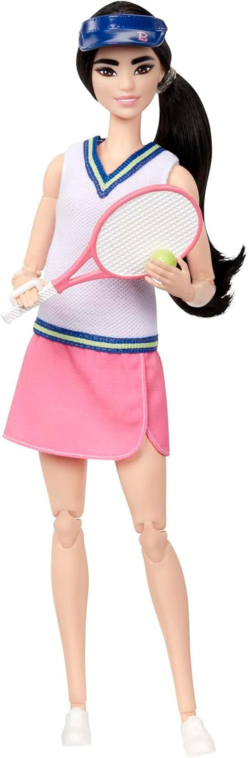 Barbie Made to Move Doll - Tennisspiller med ketcher og bold - 22 led dukke til realistisk leg, tennisfans og børn fra 3 år og opefter, HKT73