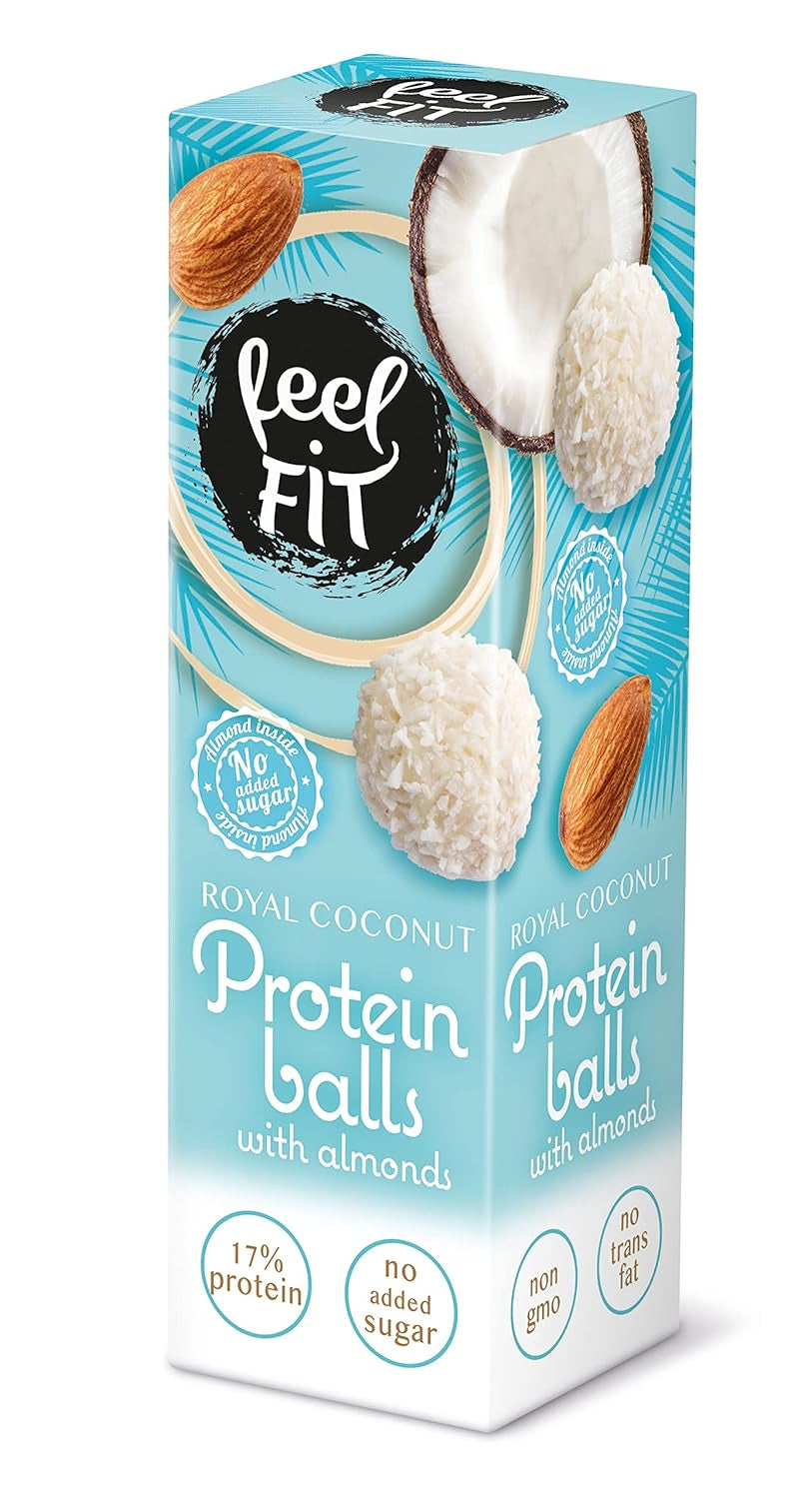 Sukkerfri kokospraliner med mandler, FIT FIT, uden tilsat sukker, 17% protein, 63 g