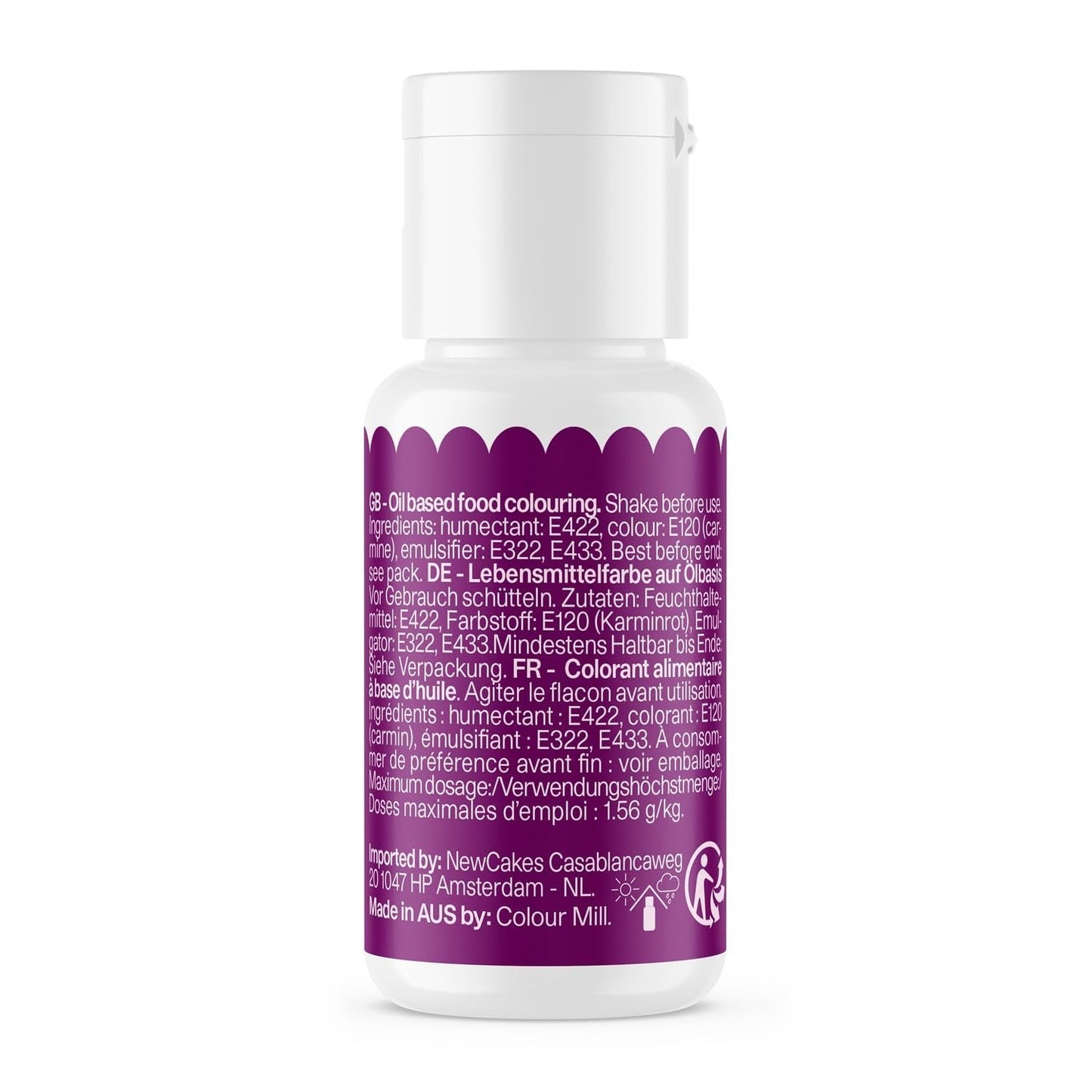 Madfarve baseret på drueolie Color Mill Oil Blend - Madfarve til chokolade, fondant, muffins, kager, bagning, makroner - Madfarve til dekoration af kager - 20 ml