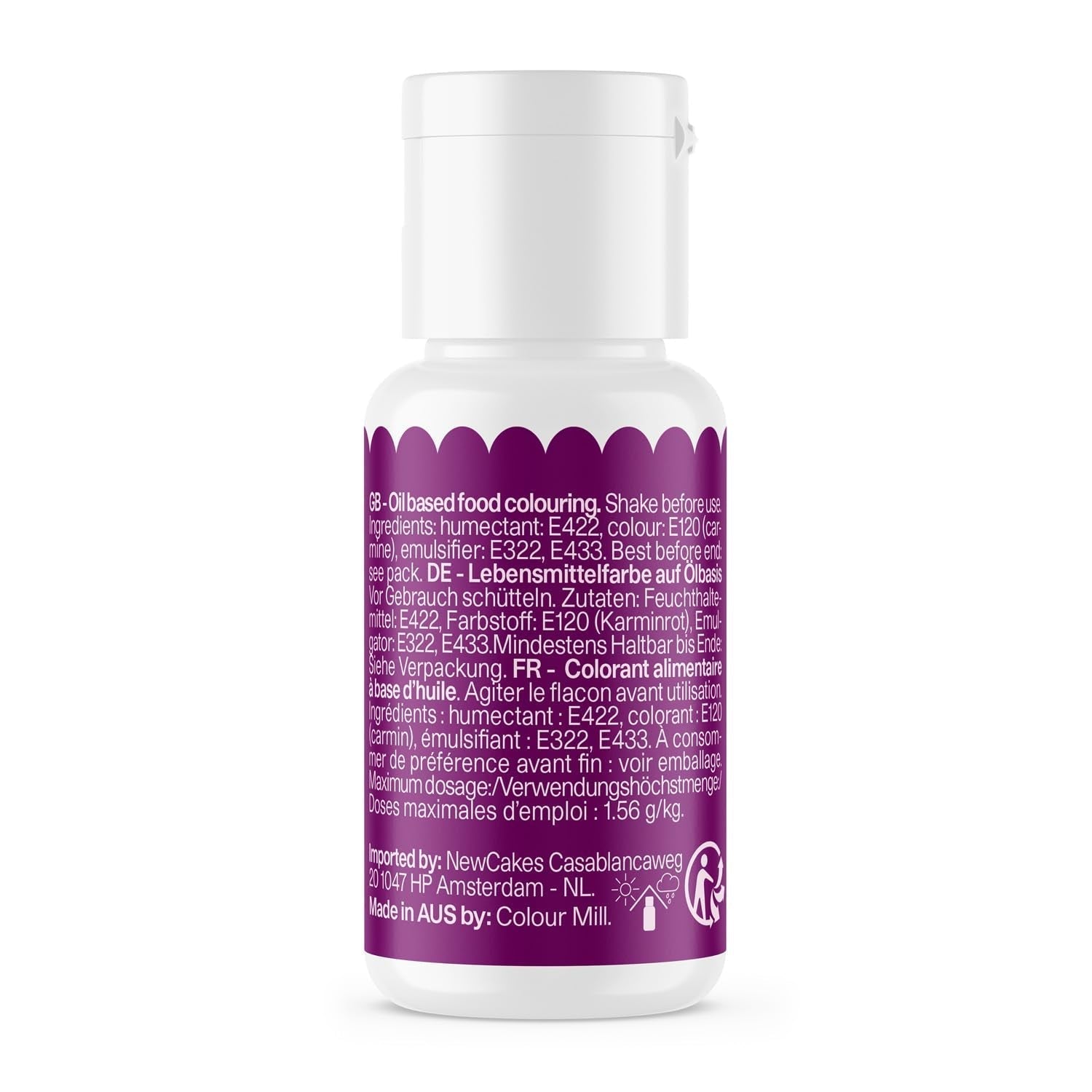 Madfarve baseret på drueolie Color Mill Oil Blend - Madfarve til chokolade, fondant, muffins, kager, bagning, makroner - Madfarve til dekoration af kager - 20 ml