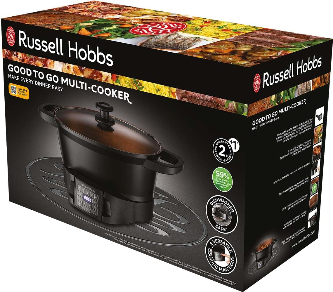 Multicooker Russell Hobbs 6,5L, digitalt display, 8 tilberedningsfunktioner Slow Cooker Naty Shop