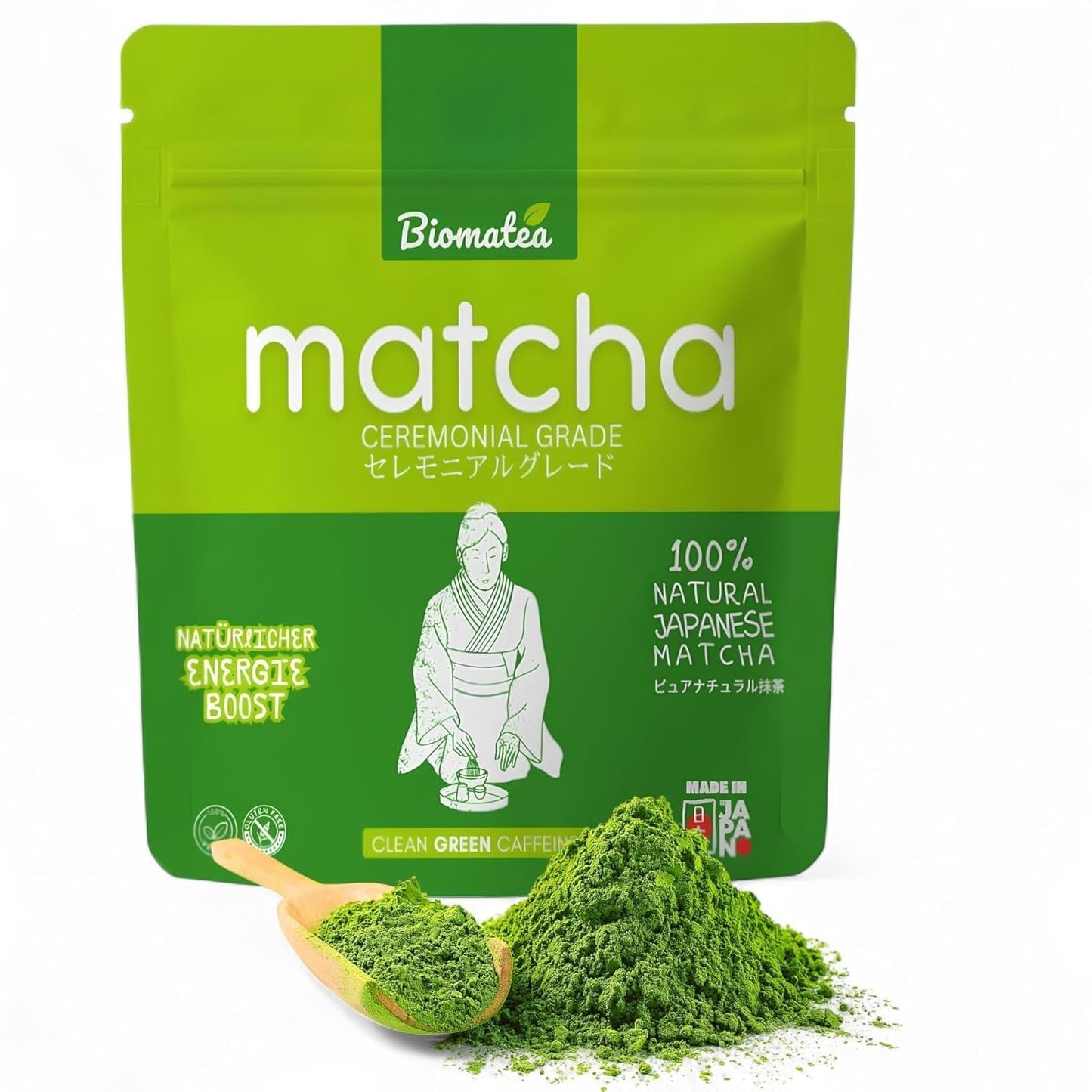 50G Matcha af ceremoniel kvalitet fra Japan - 100 % naturlig, pesticidfri og testet - Stenmalet - Moegi Matcha Premium japansk tepulver