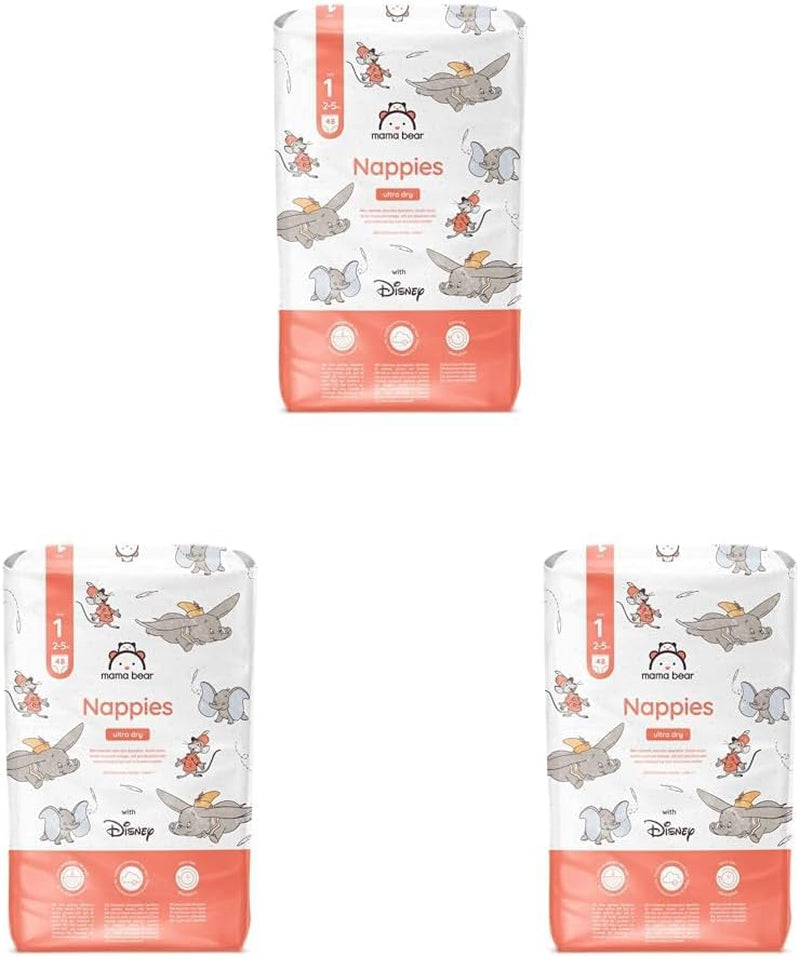 Amazon-mærke: Mama Bear Disney Ultra Dry Bleer, Størrelse 3 (4-9 kg) - Månedlig æske, hvid, 172 Antal (2 pakker af 86)