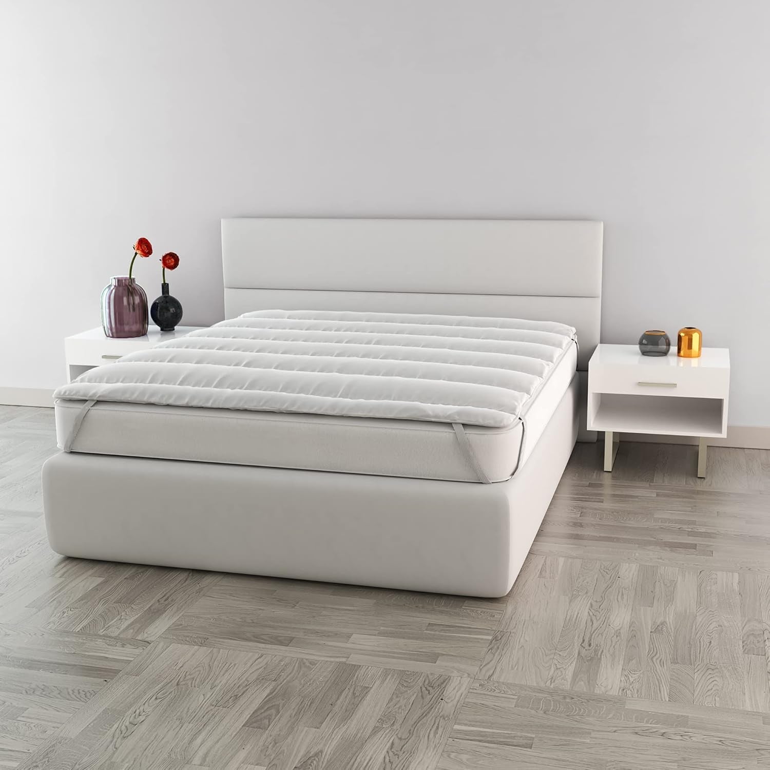 Italiensk sengetøj Elegant quiltet topper, hvid, dobbeltdyner og dyner Naty Shop 160X195