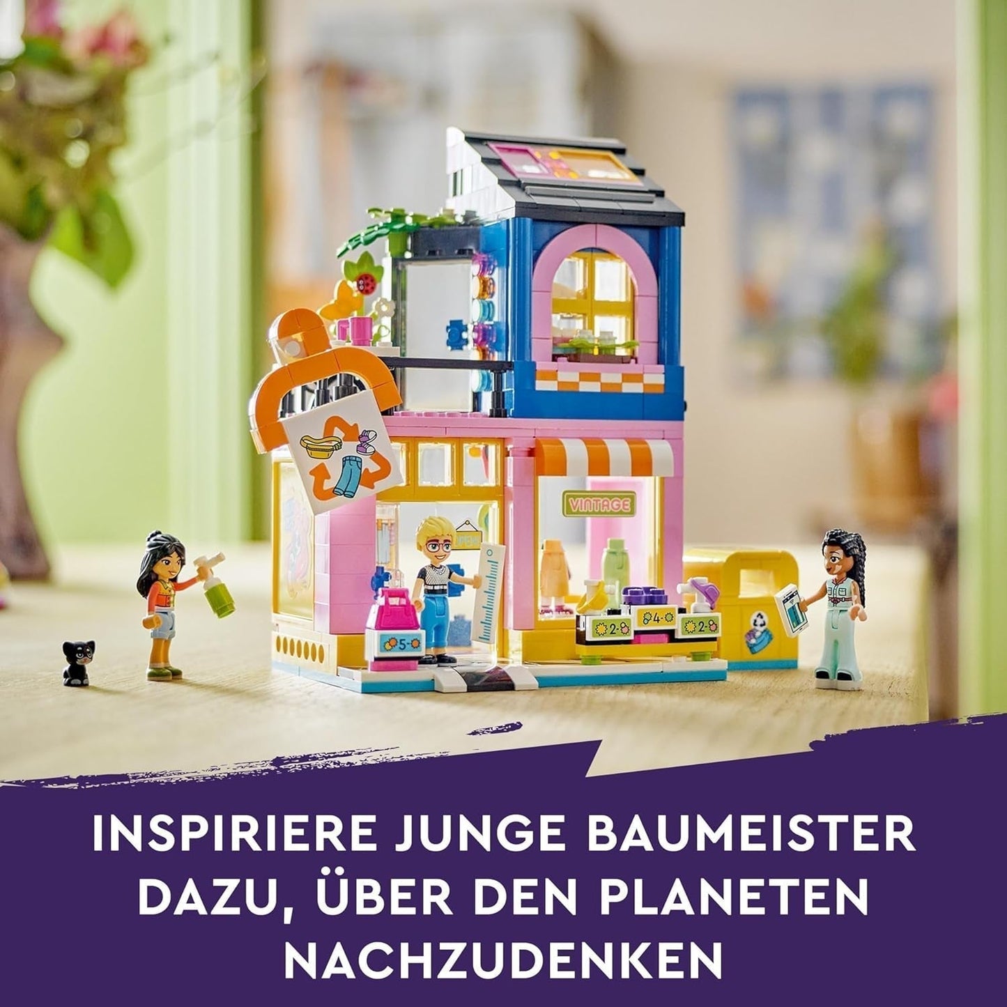 LEGO Friends Vintage modebutik byggesæt til børn med legetøjsbutik, figurer og kat, rollelegemodel for social-emotionel udvikling, gave til 6-årige piger og drenge 42614 Byggesæt Besuche den LEGO-Store