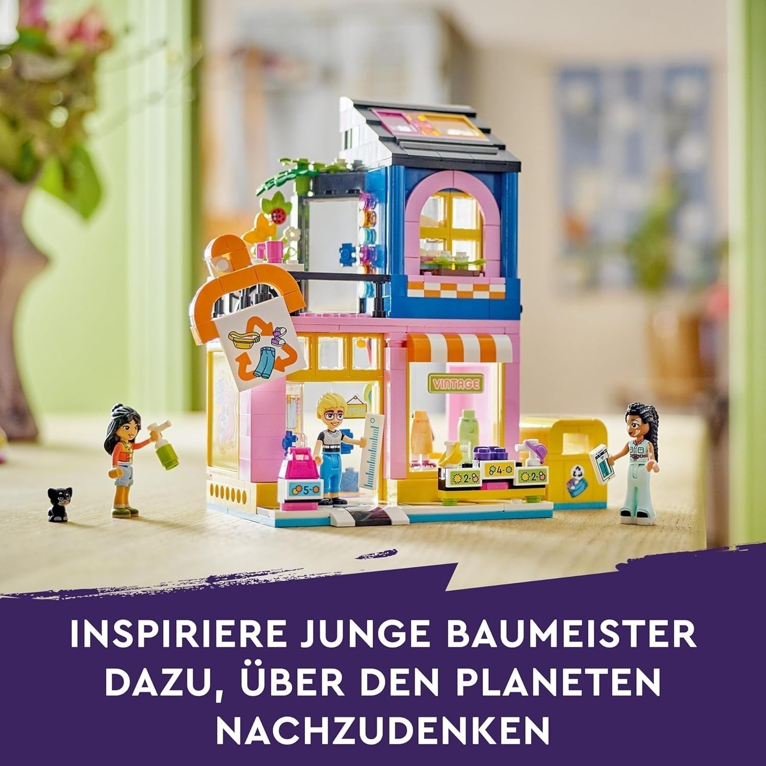 LEGO Friends Vintage modebutik byggesæt til børn med legetøjsbutik, figurer og kat, rollelegemodel for social-emotionel udvikling, gave til 6-årige piger og drenge 42614 Byggesæt Besuche den LEGO-Store