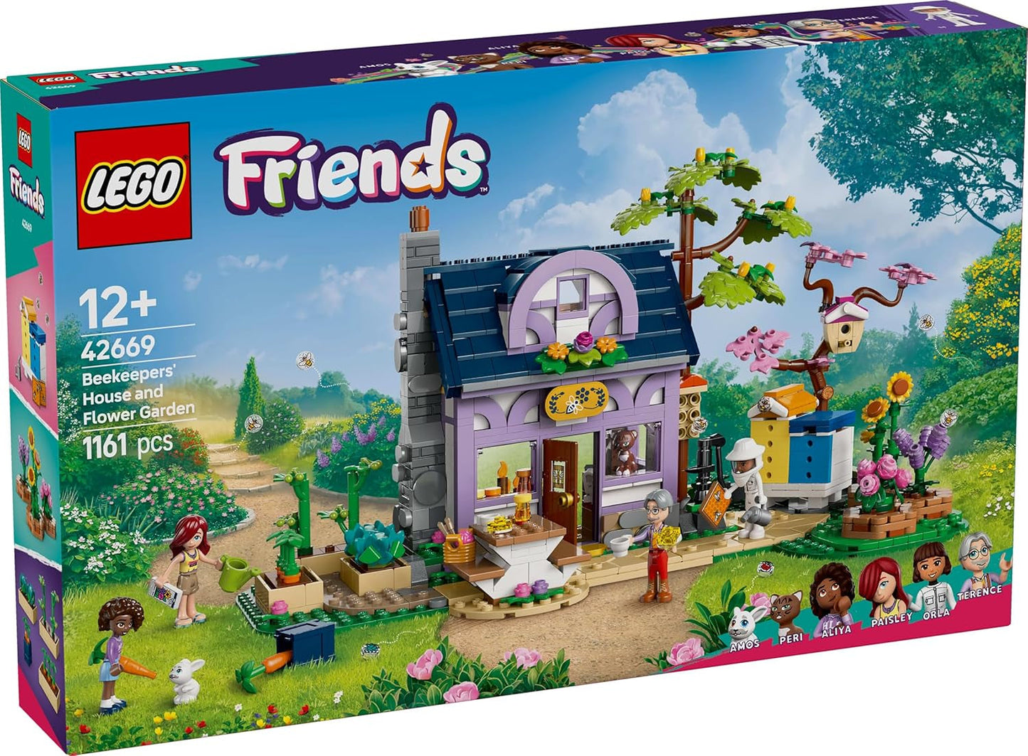 LEGO Friends Hus og Blomsterhave Biavlerbyggesættet Naturlegesæt Gave til piger 12+ Bygbare modelsæt 4 minifigurer og dyrefigurer Kat og kanin 42669 Byggesæt Besuche den LEGO-Store