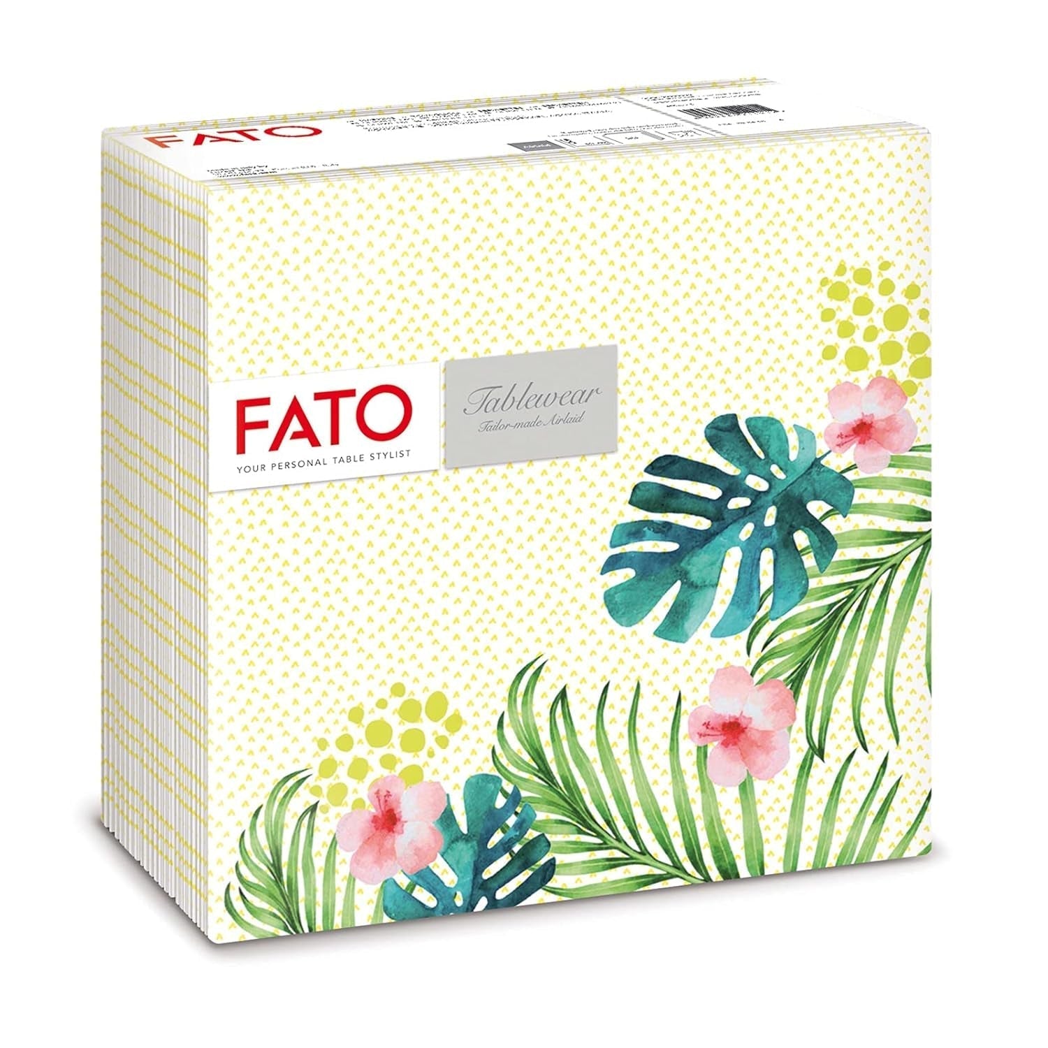 Fato - Tørre papirservietter, airlaid, tekstileffekt, pakke med 50 servietter, 40X40 foldet i 4 format, Tropicana Decor