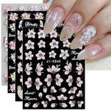 JMEOWIO 3D Nagelsticker Frühling Blume Nail Art Sticker Selbstklebend Nagelaufkleber 5D Stereoskopisk Buntes Sommer Blumen Dekoration Nageldesign Zubehör 4 Blatt