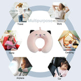 Nakkepude Børne Nakkepude til Fly Bil Tog Rejser Voksen Memory Foam Rejsepude Sødt dyremønster U-form Pude Aftageligt betræk (Pink2) Cervikale ortopædiske puder Naty Shop