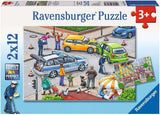 Ravensburger Puslespil til børn - 07574 Politi og brandmænd - Puslespil for børn fra 3 år, med 2X12 brikker Puslespil Naty Shop Blå, hvid