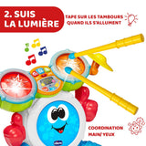 Chicco 00009820100000 Mi First trommesæt med lys og lyde, 3 spilletilstande Musikinstrument med batteri til børn, flerfarvet, stor Jucarii Bebe Naty Shop