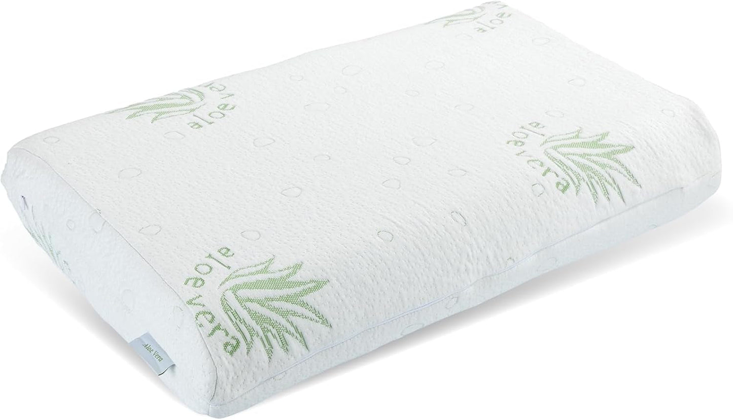 Maximex Visco nakkestøttepude, åndbar støttepude med ergonomisk skumfyld, højde- og højdejusterbar nakkestøttepude til en afslappende søvn, med Aloe Vera Naty Shop Standardpuder Standardtitel