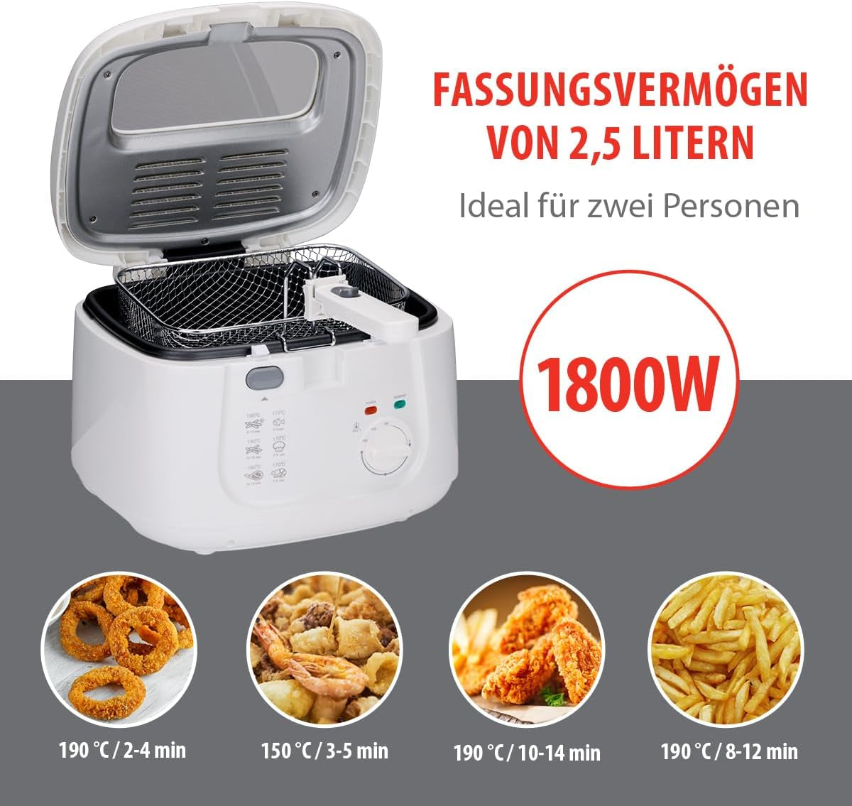 Alpina frituregryde 2.5L DF-165, 1800W - Justerbar temperatur op til 190°C Hvidevarer Naty Shop