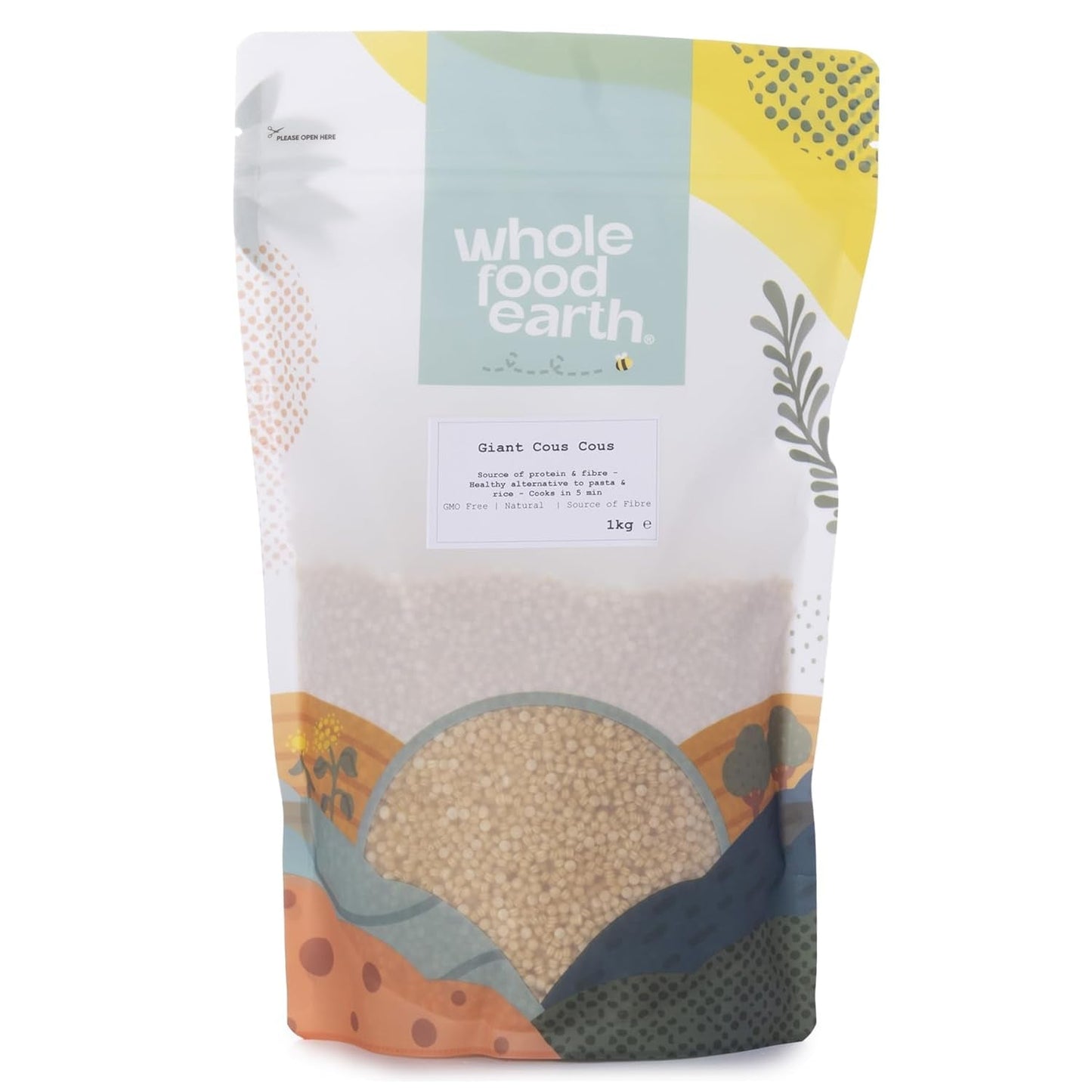 Wholefood Jord kæmpe couscous 1kg | Ikke-GMO | Naturlig | Kilde til fiber