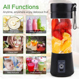 Mixer Smoothie Maker Tragbarer Entefter: 380Ml Standmixer Persönlicher Shaker Proteinshake Mit 6 Edelstahlmesser Tragbar-Bpa-Freie Mit Usb-Mixbecher Für Shakes,Saftoutdoor,Schwarz Bucatarie Naty Shop