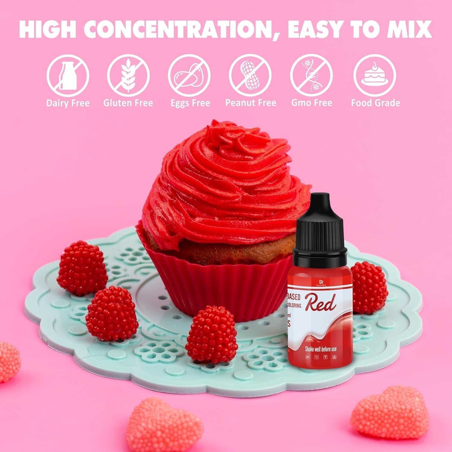 Fedtopløselig chokolade madfarve - 12 farver oliebaseret madfarve til fondant, kagepynt, bagning - flydende madfarve til kakaosmør, smørcreme, kager - 10 ml hver