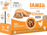 IAMS Delights Kitten Nassfutter - Multipack Katzenfutter mit Hunn i sauce, højkvalitets Futter for Junior Kätzchen af ​​1-12 Monate, 12 x 85 g