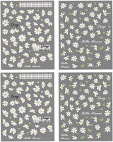 5D prægede hvide tusindfryd Negleklistermærker Blomster Negleklistermærker Blomster Selvklæbende folieklistermærker Neglekunstklistermærker Tusindfryd Negledekoration Tilbehør Blomsterdesignklistermærker Neglekunst