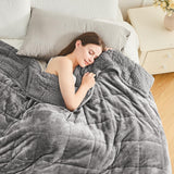 Bomuldsblåt vægtet tæppe 6,8 kg Queen Size flannel Shaggy Sherpa vægtet tæppe til voksne Komfortable vægtede tæpper til at berolige og slappe af tunge dyner 152,4 X 203,2 Naty Shop dyner og dyner