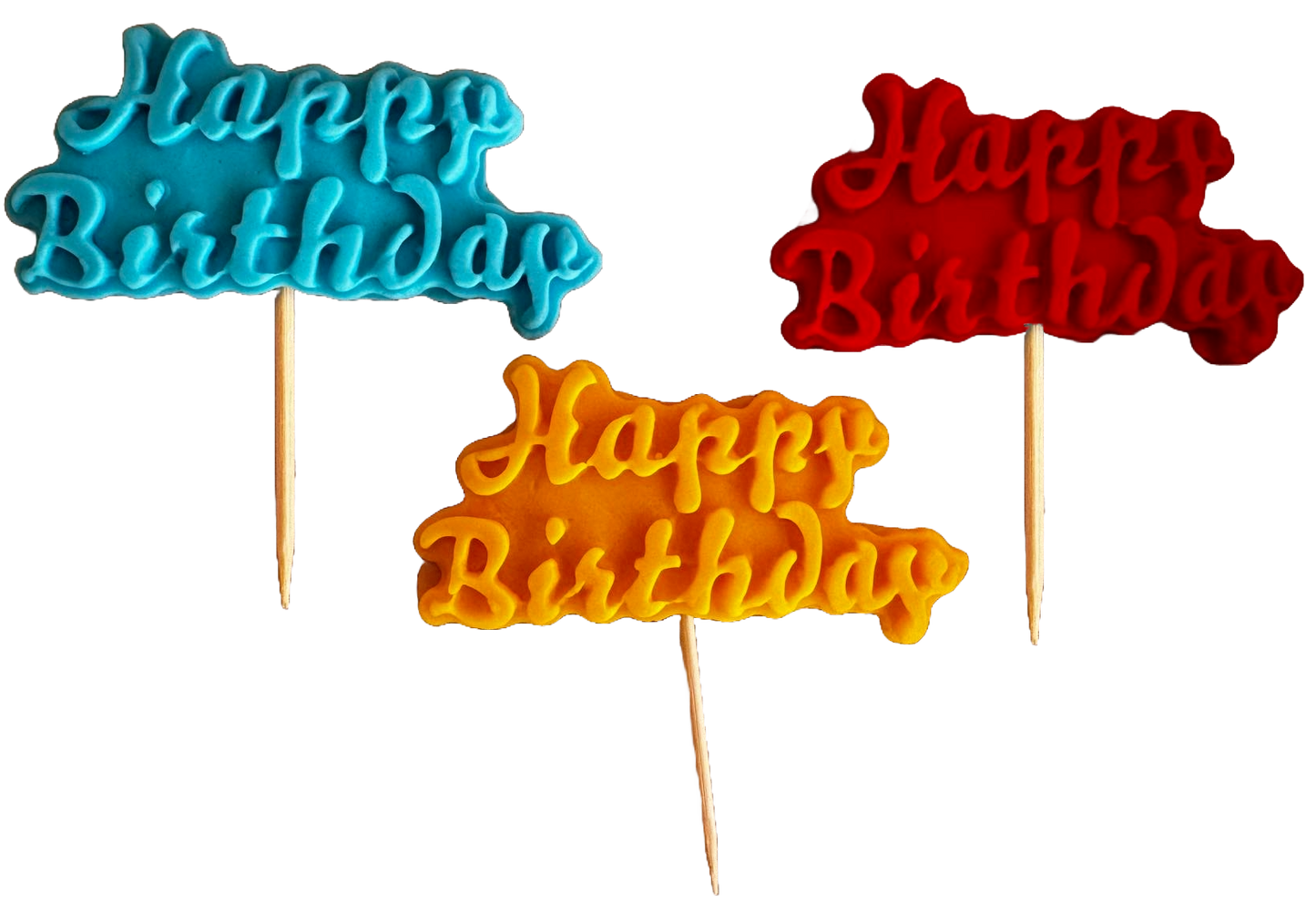 Sæt med 3 spiselige sukkerpasta-dekorationer, Happy Birthday Sugar Paste Decorations Naty Shop