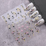 JMEOWIO 6 Blatt 3D Nagelsticker Frühlings Blume Nail Art Sticker Selbstklebend Nagelaufkleber 5D Stereoskopisk Bunte Sommer Blumen Dekoration Nageldesign Zubehör