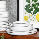 Oslo 16-teiliges Geschirrset, Schwarzer Rand