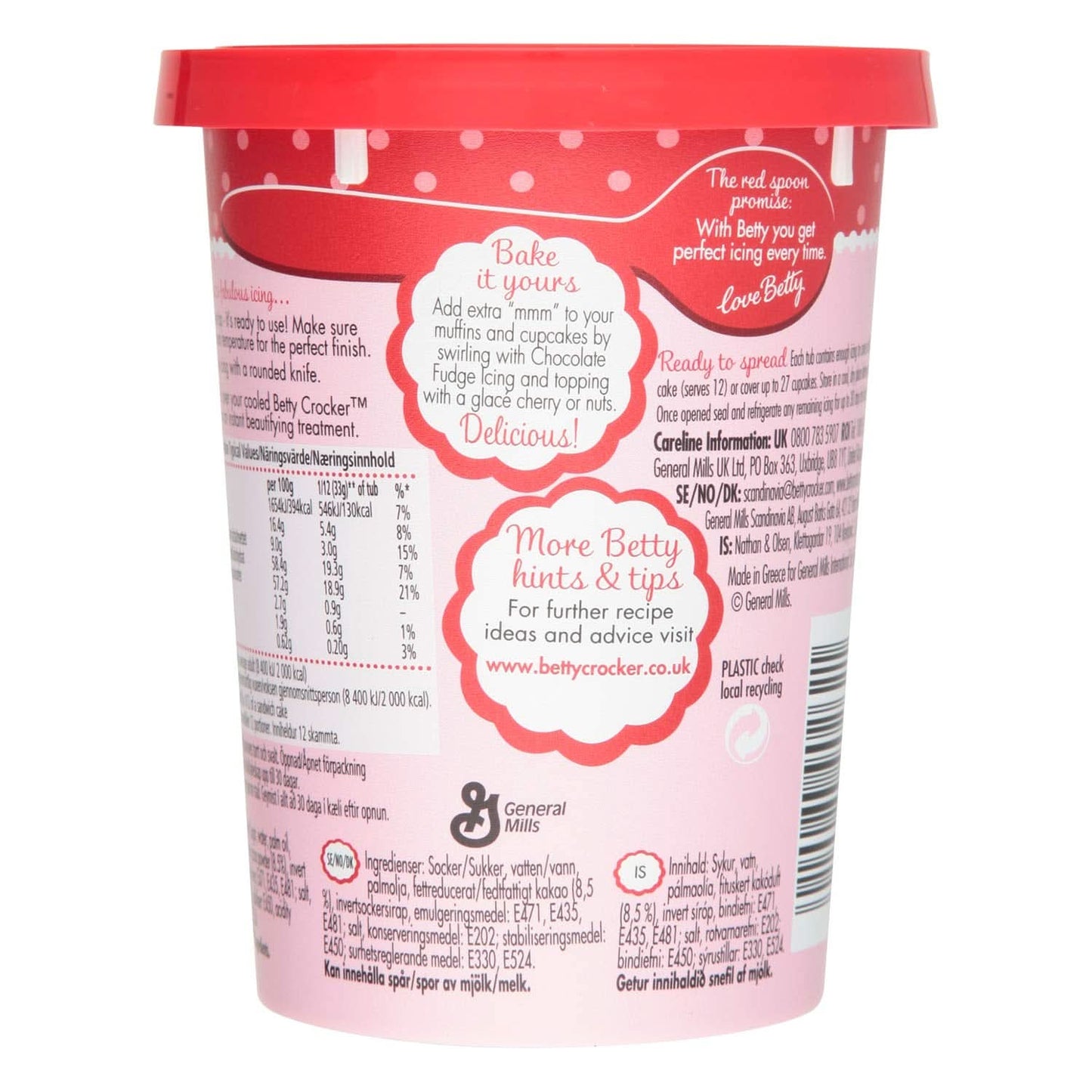 Betty Crocker, kageglasur med chokolade og karamel, 400 gram glasur og dekoration Naty Shop