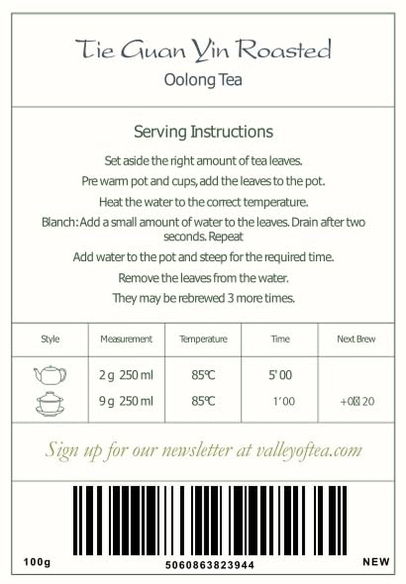 Tie Guan Yin Oolong Tea - Brændt blå te Ti Kuan Yin Kina - kinesisk Wu Long Tea Tieguanyin - Blå te Olongh Tea Olongo Tea