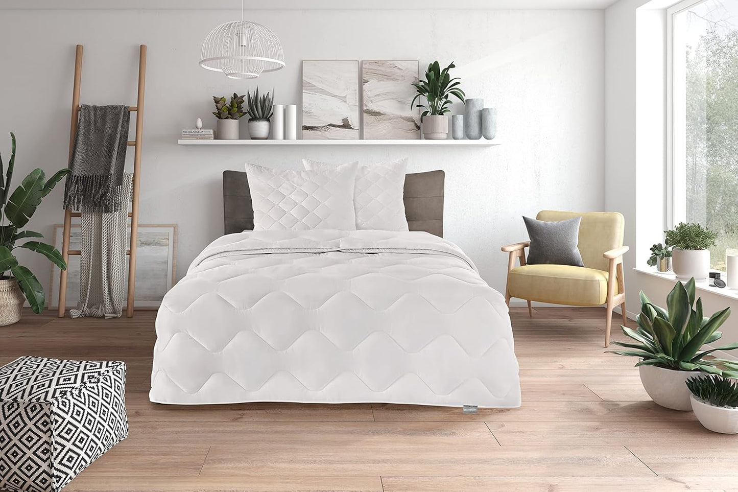 Traumnacht Cozy - Sengesæt 4 sæsoner, 1 X delbar dyne 135 X 200 Sæt og 1 X pude 80 X 80 Cm, Øko Tex certificeret, hvid, udviklet i Tyskland, (pakke med 2) Naty Shop dyner og dyner 4 sæsoner 200 X 200 Sæt