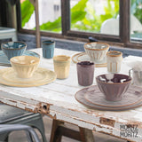 Moritz & Moritz COPA 16-tlg Geschirrset 4 Personen - Elegantes Teller Set fra hohrstandigem Steinzeug - Geschirr Set 4 Personen fra je 4x Dinnerteller, Dessertteller, Müslischale & Kaffeebecher