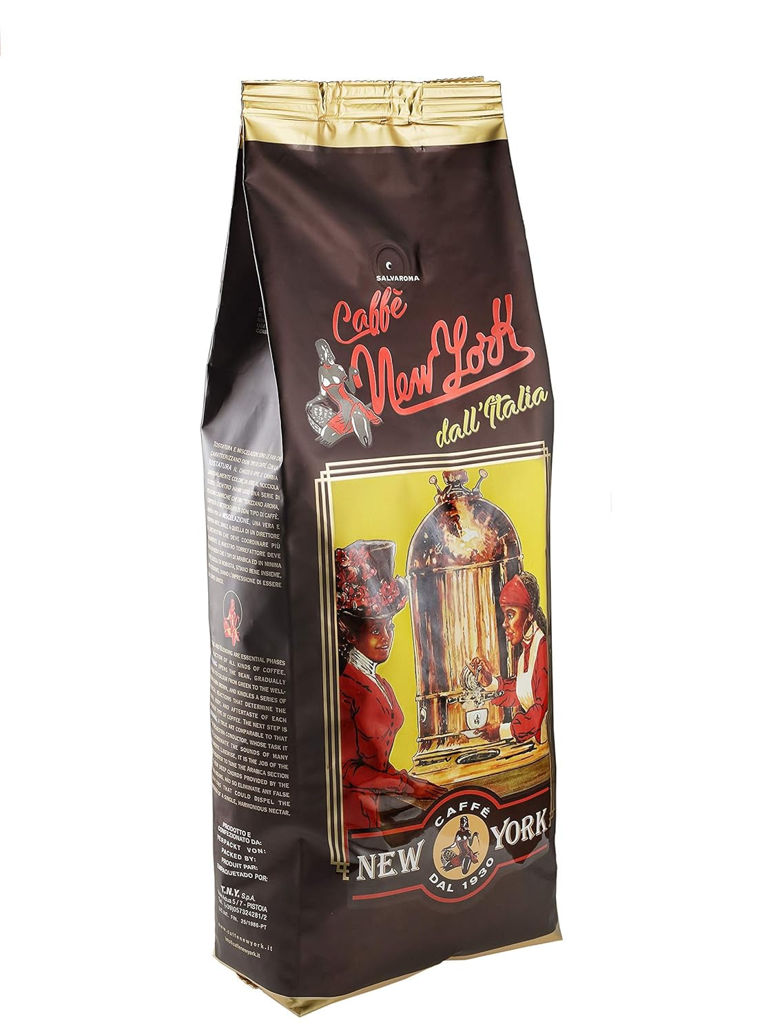 New York Coffee - EXTRA P - Kaffebønner, stærk og afgørende smag, Arabica og Robusta bønner, til maling, italiensk espresso, barblanding - premium kvalitet siden 1930 - 1 kg, bønner