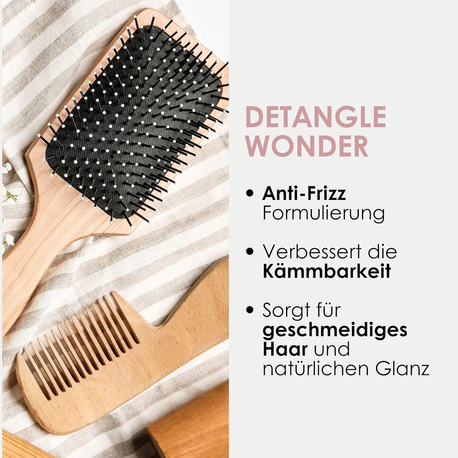 Jean & Len Knot Remover 2-Phase Leave-In Conditioning Spray, velegnet til alle hårtyper, affiltrer hår og forbedrer kambarhed, frisk duft, udfiltring, silikone- og parabenfri, vegansk, 100ml Detangling-produkter Naty Shop