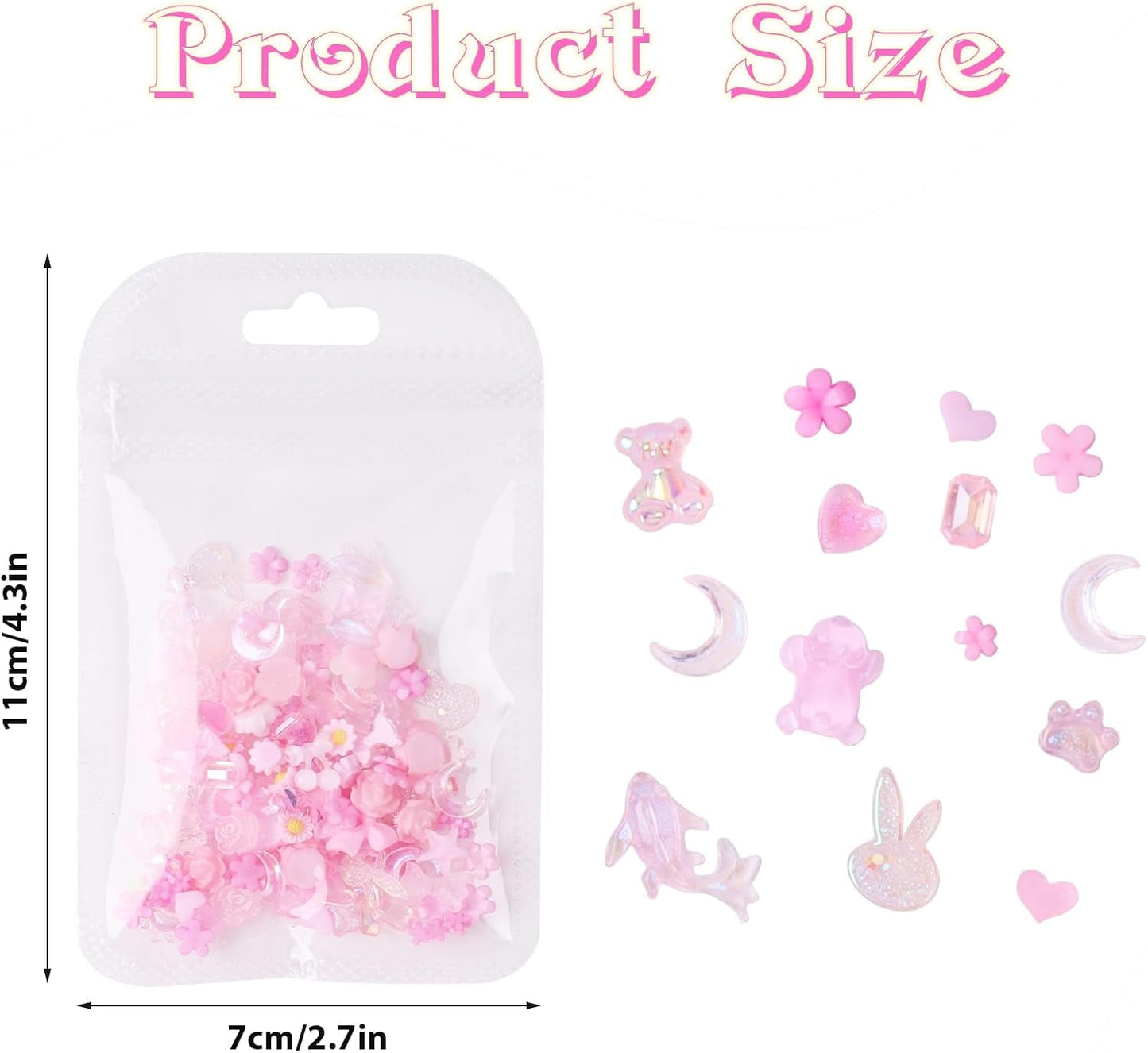 100 stk Sløjfe-nail Charms Y2K 3D-harpiks Camellia Flower Nail Charms Kawaii Rhinestones Negle Art-dekorationer, mønstre, gør-det-selv-håndværkstilbehør (Pink)