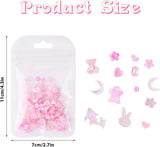 100 stk Sløjfe-nail Charms Y2K 3D-harpiks Camellia Flower Nail Charms Kawaii Rhinestones Negle Art-dekorationer, mønstre, gør-det-selv-håndværkstilbehør (Pink)