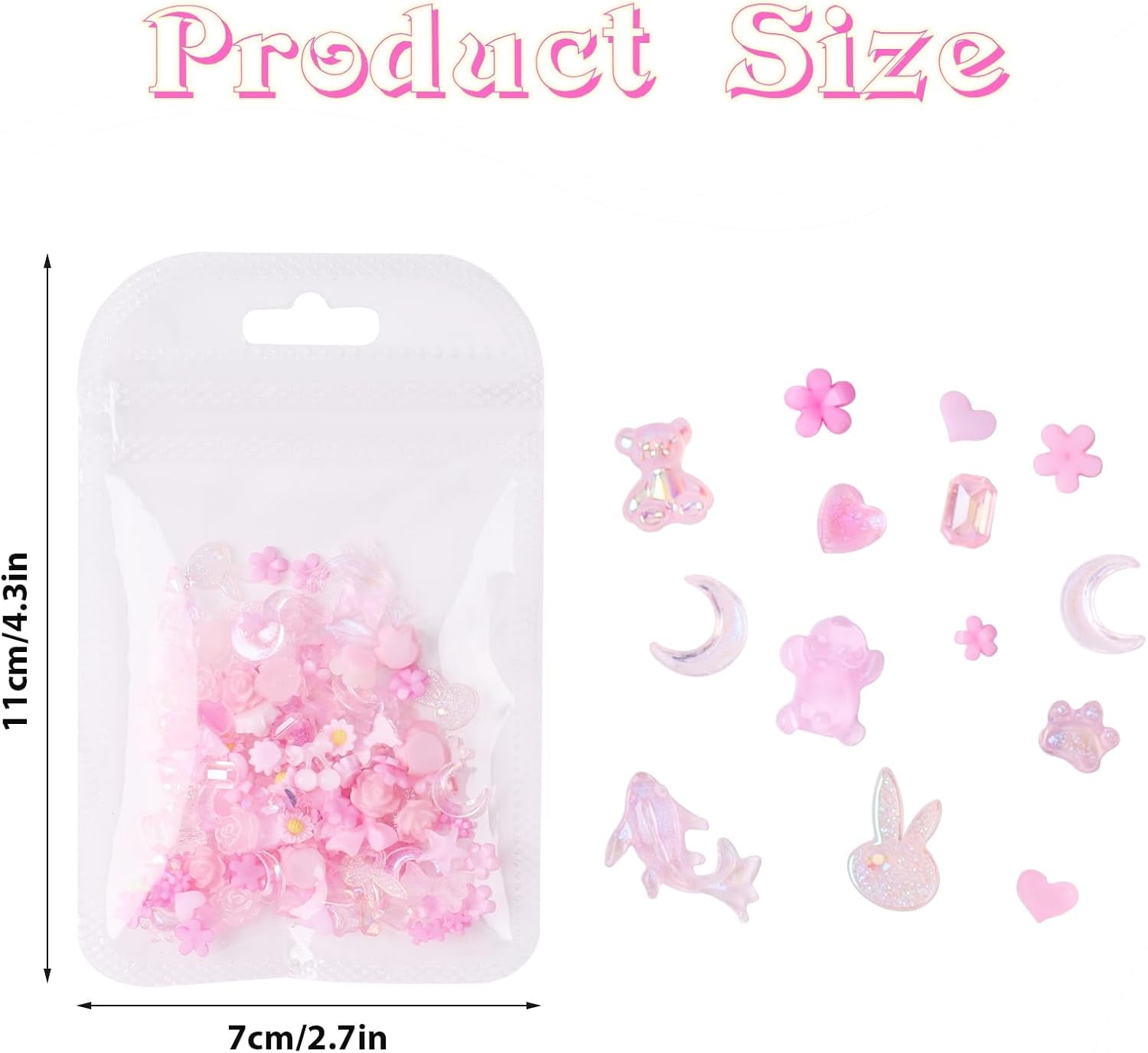 100 stk Sløjfe-nail Charms Y2K 3D-harpiks Camellia Flower Nail Charms Kawaii Rhinestones Negle Art-dekorationer, mønstre, gør-det-selv-håndværkstilbehør (Pink)