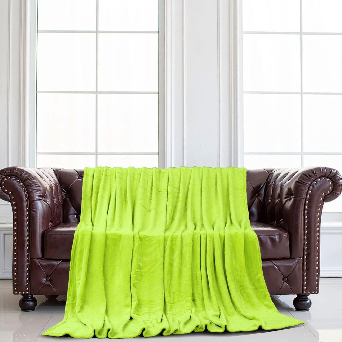 Sourcing Map Hyggeligt tæppe sengetæppe Blødt & varmt fleece tæppe som sofa tæppe Sofa tæppe Stue og kæletæppe Uld tæppe blødt fløjl plys æblegrøn 150X200Cm Senge og tæpper uxcell