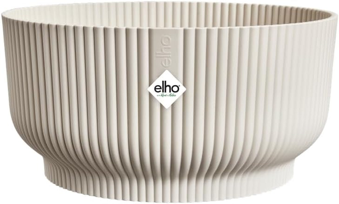 elho Vibes Fold Bowl 25 - Indendørs urtepotter - 100% genbrugsplast - Ø 24,9 x H 12,1 cm - Hvid/Hvid hør