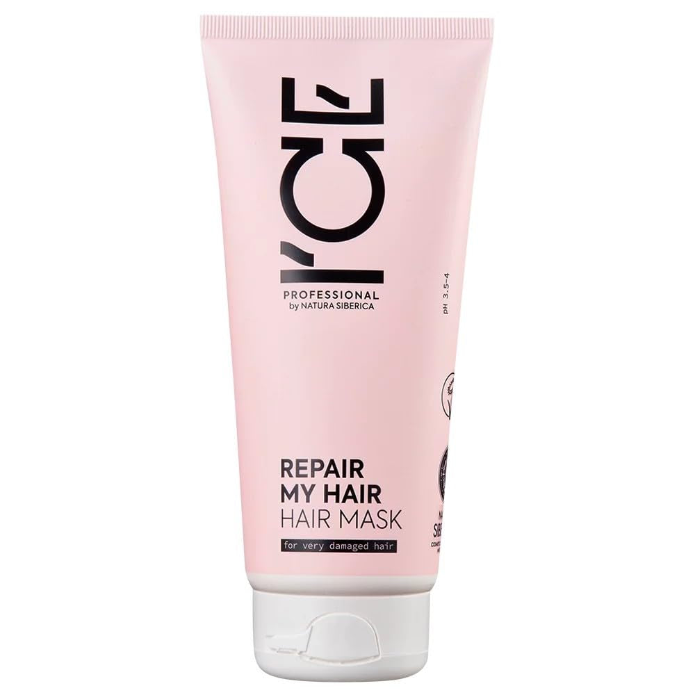 ICE Professional fra Natura Siberica Repair My Hair Mask - Intensiv reparationsmaske til beskadiget hår - Med sibirisk cedertræ og PRO-keratin - 200 ml Naty Shop farvet hårmaske 200 Ml (1 pakke)