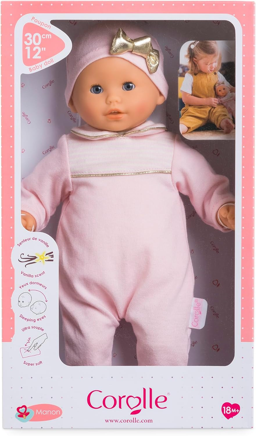 Corolle 9000100270 - Man Premier Poupon Calin Manon fransk dukke med talisman og vaniljeduft