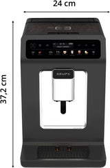 KRUPS Evidence One automatisk espressomaskine med mælkeslange, one-touch cappuccino, 12 specialdrikke, 2-kopps funktion, farvedisplay, espressomaskine, TÜV certifikat, sort, EA895N10
