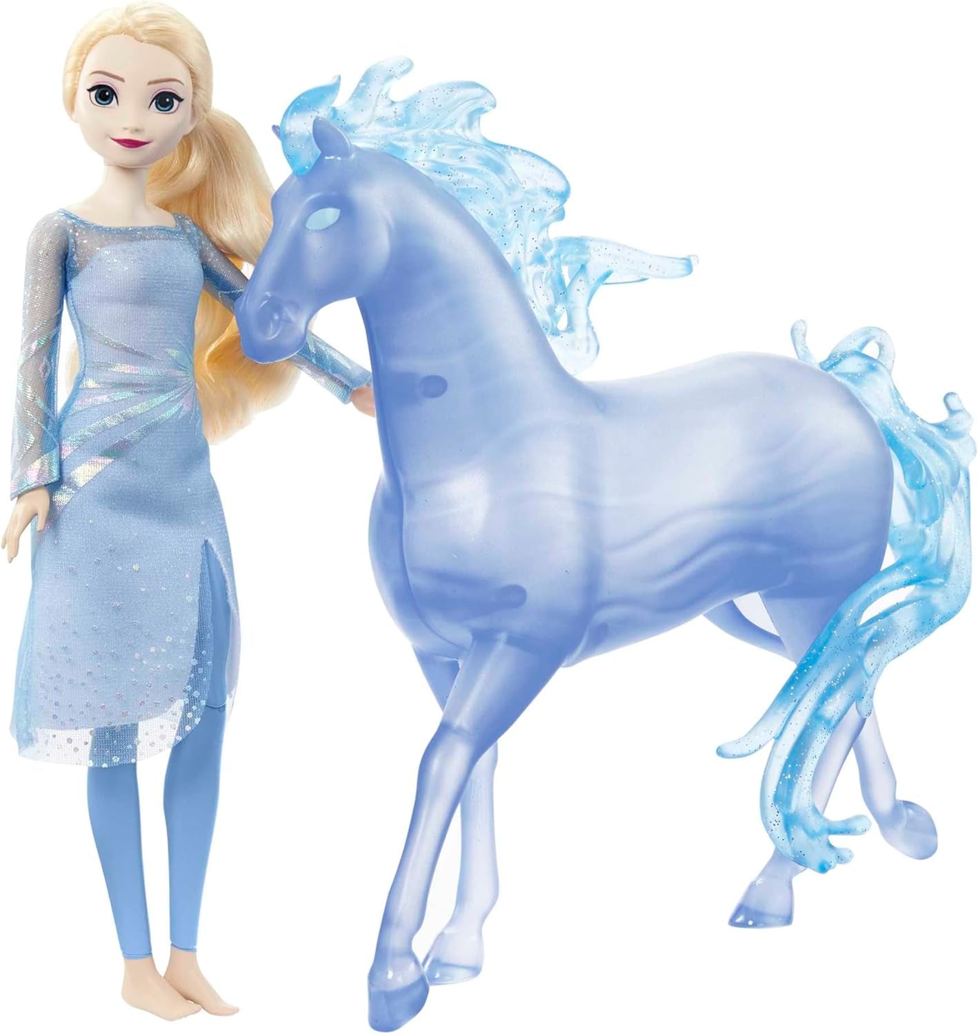 Mattel DISNEY Frosne Elsa og Nokk - Artikulerende Elsa-dukke, majestætisk Nokk-vandfigur, inspireret af den anden film, til børn fra 3 år og opefter, HLW58