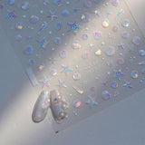 JMEOWIO 3D Nagelsticker Aurora Muschel Seestern Nail Art Sticker Selbstklebend Nagelaufkleber 5D Stereoskopisk Ozean Tema Dekoration Nageldesign Tilbehør 1 Blatt