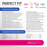 Perfect Fit Adult 1+ vådfoderudvalg med laks, dybhavsfisk, oksekød og kylling, 48 poser, 12x85g (pakke med 4) - Premium vådfoder til voksne katte fra 1 år
