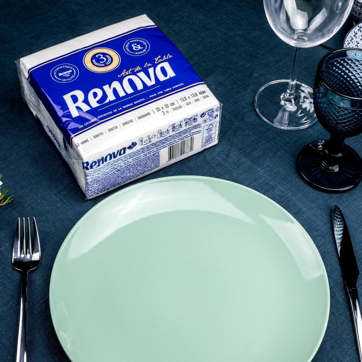 Renova papirservietter, bordkunst, 50 premium servietter, 3 lags