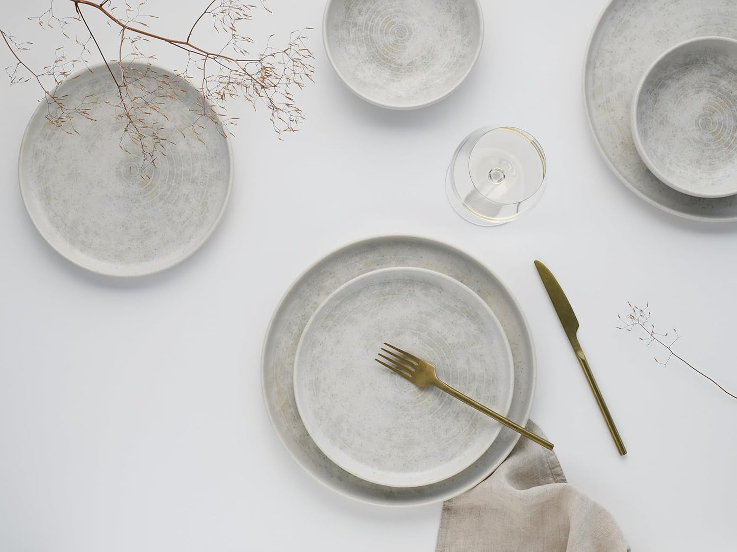 CreaTable, 23714, Uno Athena-serien, 12-delt porcelænssæt til 4, tallerkensæt i porcelæn, tåler opvaskemaskine og mikroovn, fremstillet i Portugal