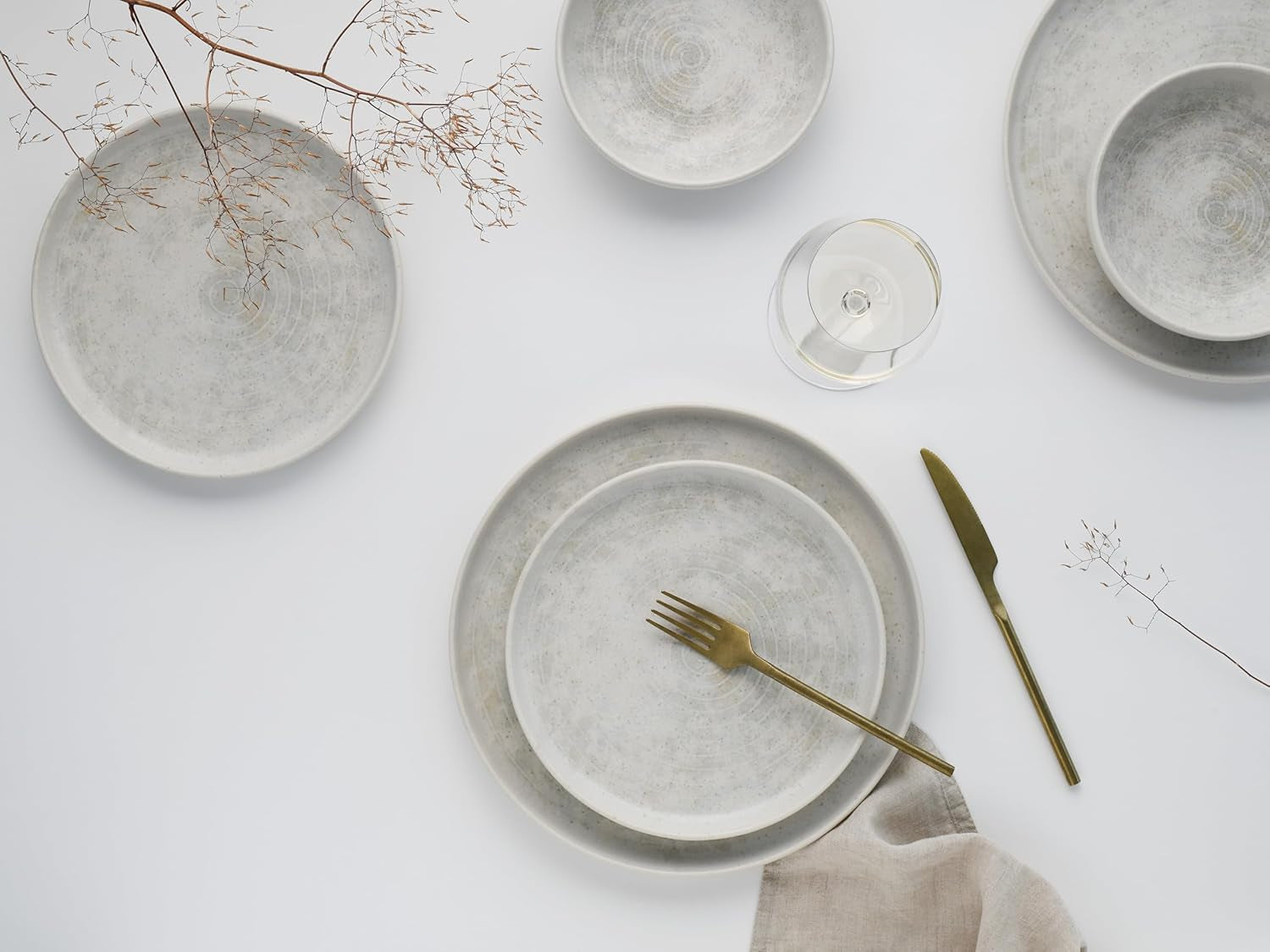 CreaTable, 23714, Uno Athena-serien, 12-delt porcelænssæt til 4, tallerkensæt i porcelæn, tåler opvaskemaskine og mikroovn, fremstillet i Portugal