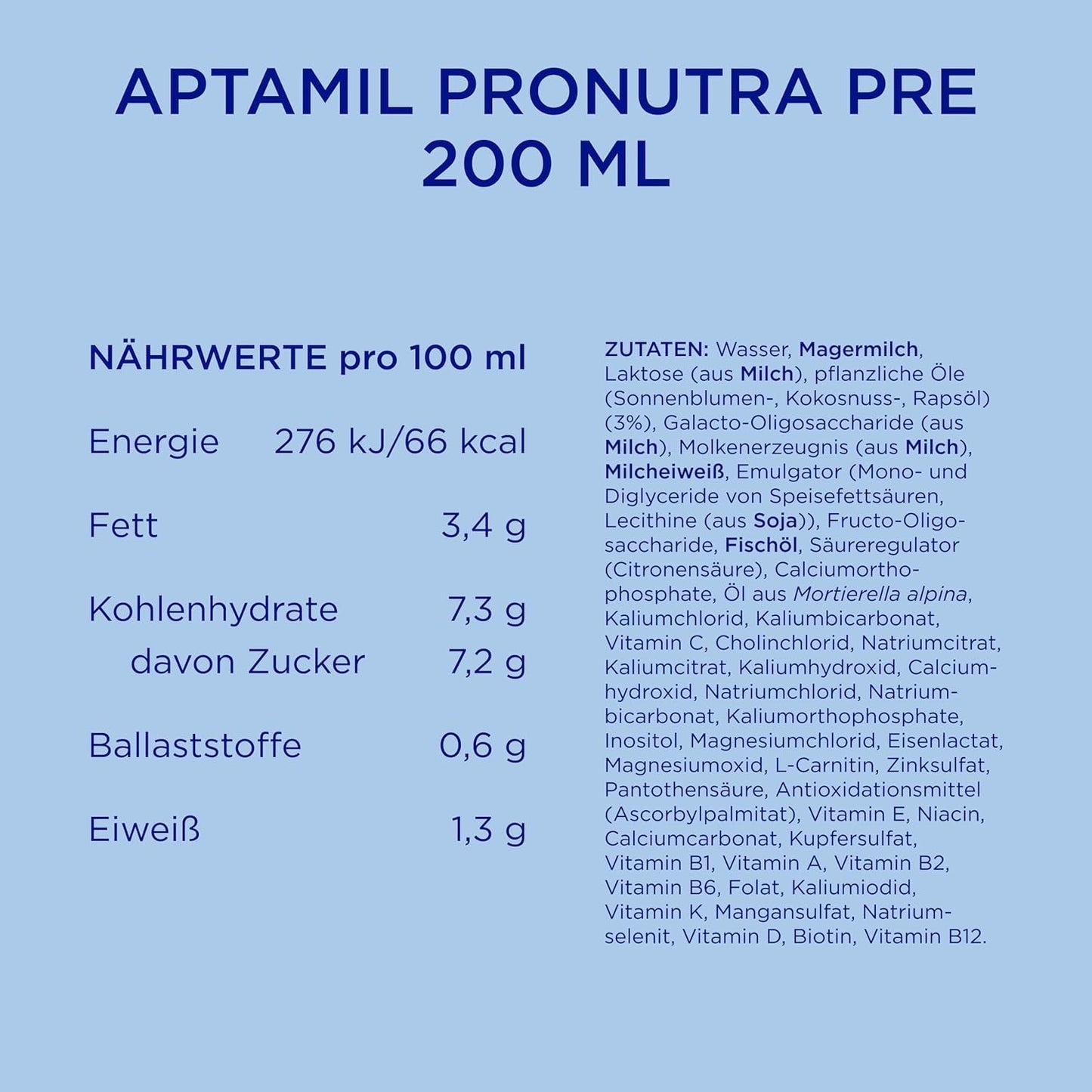 Aptamil Pronutra Pre - Modermælkserstatning fra fødslen - Med vegetabilske olier, uden palmeolie - 6 x 4 x 200 ml (4800 ml)