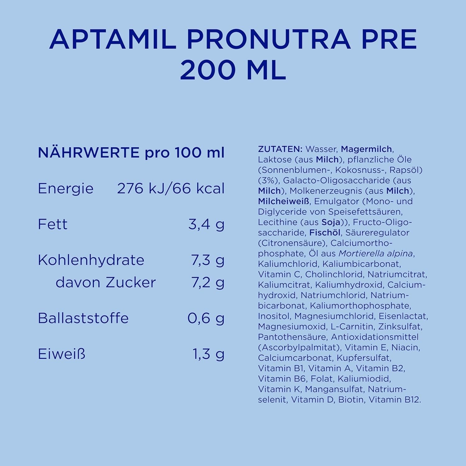 Aptamil Pronutra Pre - Modermælkserstatning fra fødslen - Med vegetabilske olier, uden palmeolie - 6 x 4 x 200 ml (4800 ml)